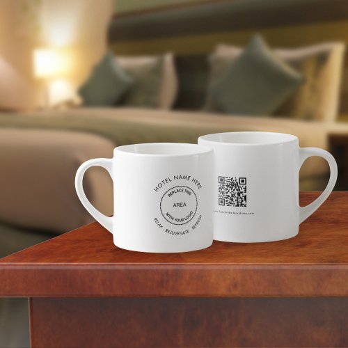 Hotel or Guest House Logo Tagline QR Code Espresso Cup