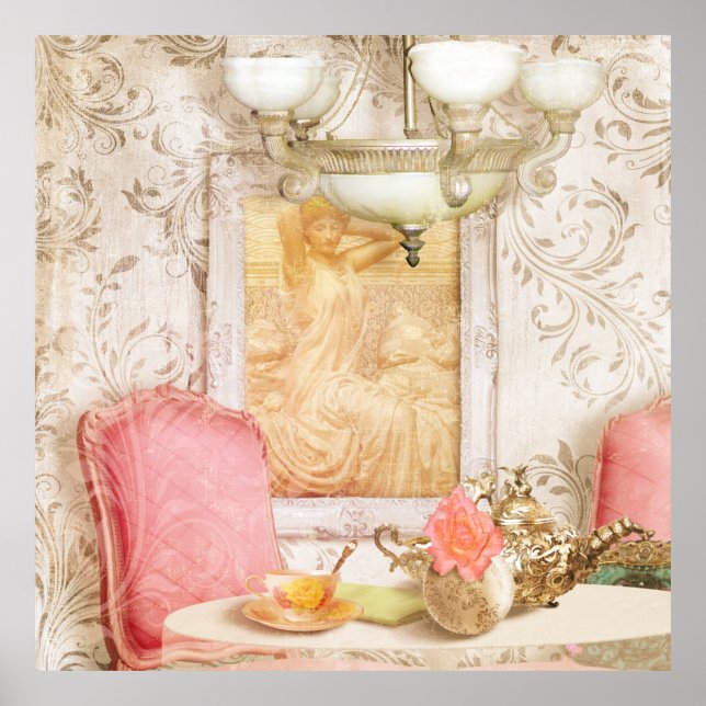 Hotel Paris c. 1900 Paris France Tearoom print (Front)