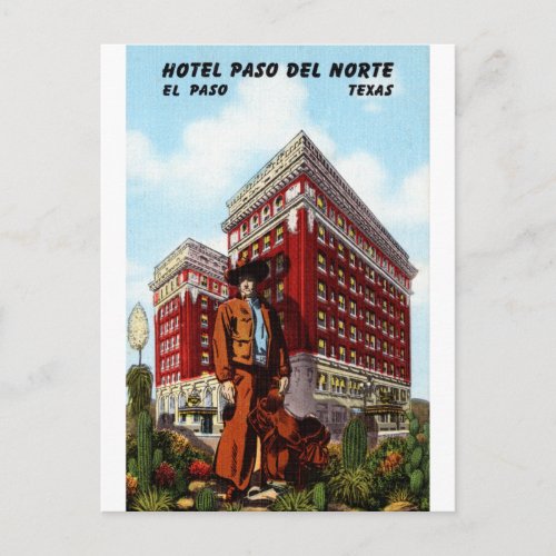 Hotel Paso Del Norte El Paso Texas Vintage Travel Postcard