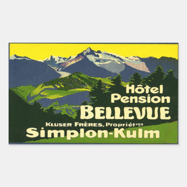 Hotel Pension Bellevue Rectangular Sticker (Front)