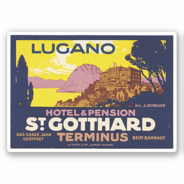 Hotel & Pension St. Gotthard Lugano Sticker (Front)