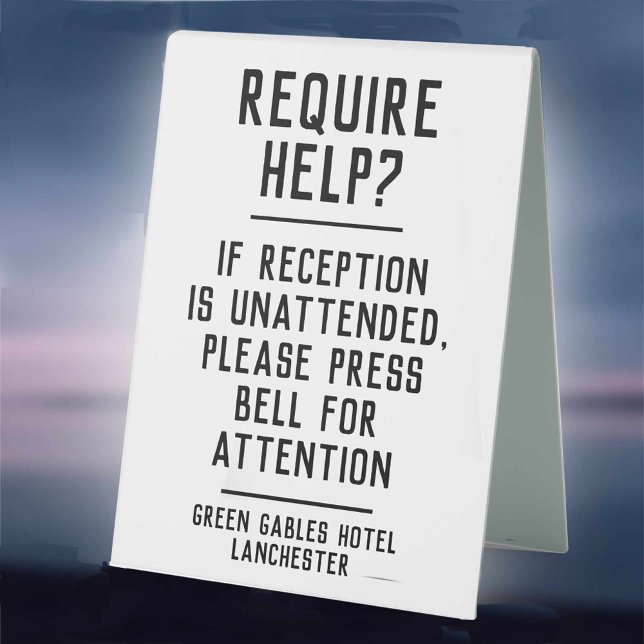 Hotel Reception Unattended Instructions Table Tent (Creator Uploaded)