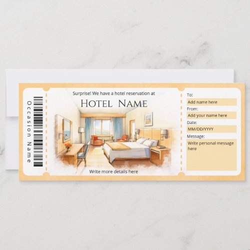 Hotel Reservation Staycation Gift Certificate Invitation