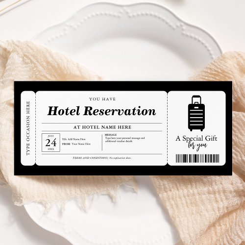Hotel Reservation Staycation Voucher Certificate Invitation