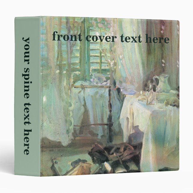 Hotel Room by John Singer Sargent 3 Ring Binder (Front/Spine)