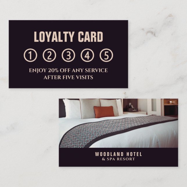 Hotel Room, Hotel Accommodation Business Loyalty Card (Front/Back)