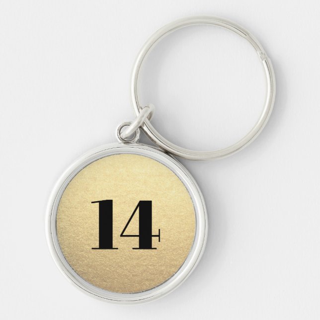 Hotel room keys custom numbers gold black  keychain (Front)