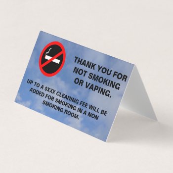 Hotel Room No Smoking No Vaping Sign Rectangular S Business Card by InkWorks at Zazzle