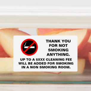 Hotel room no smoking sign rectangular sticker