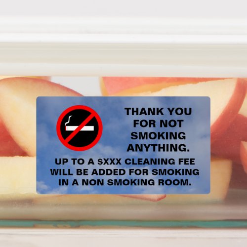 Hotel room no smoking sign rectangular sticker