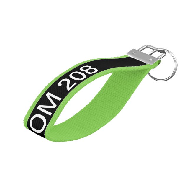 Hotel room number grosgrain ribbon wrist keychain  (Angled Up)