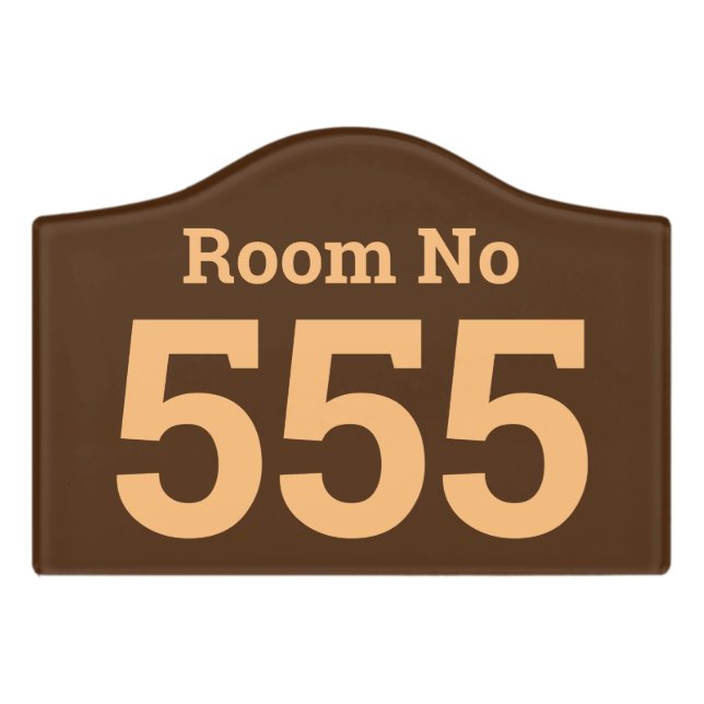 Hotel Room Number in Bold on a Door Sign (Small Crest Front)