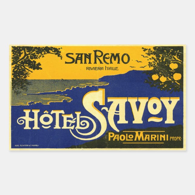 Hotel Savoy (San Remo Italy) Rectangular Sticker (Front)