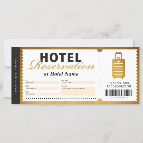 Hotel Stay Reservation Gold Voucher Certificate