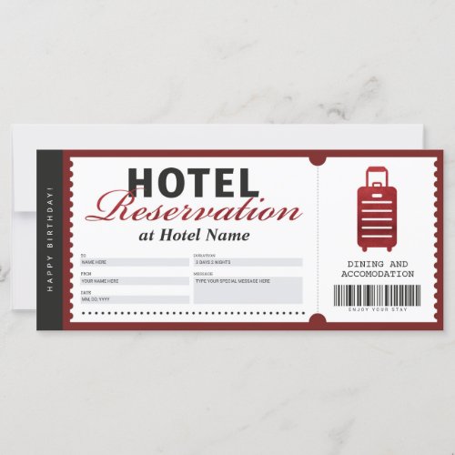 Hotel Stay Reservation Red Voucher Certificate