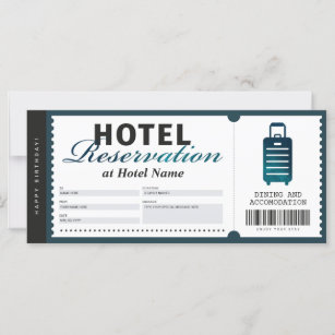Hotel Stay Reservation Teal Voucher Certificate