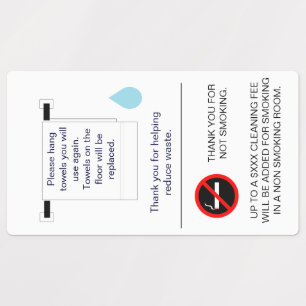 Hotel Towel and Smoking Sign  Labels
