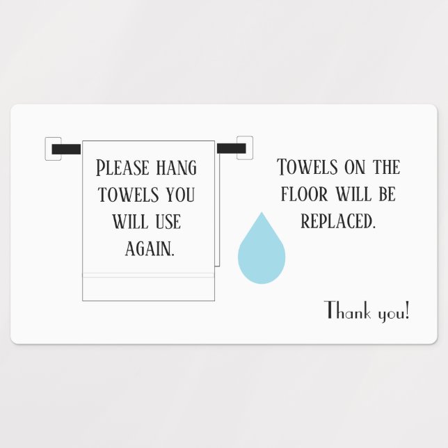 Hotel Towel Sign Business Card Labels (Design 2)
