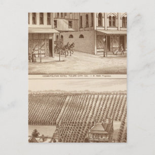 Hotel, vineyard, Tulare Postcard