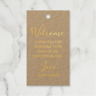 Hotel Welcome Tags, Out of Town Wedding Gift Bag T Foil Gift Tags