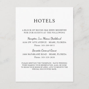 Hotels Modern Minimalist Black and White Enclosure Card