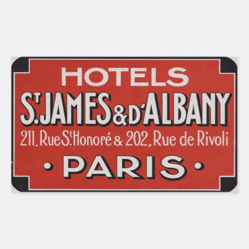 Hotels St james  dAlbaby Paris France Rectangular Sticker