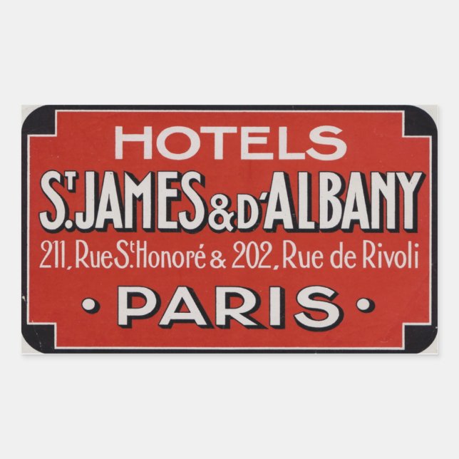 Hotels St james & d'Albaby (Paris France) Rectangular Sticker (Front)