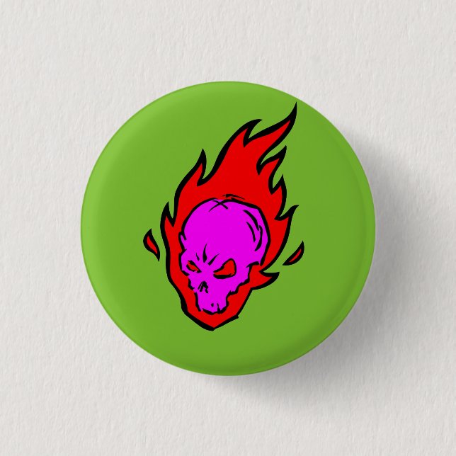 Hothead Flaming Skull Button (Front)