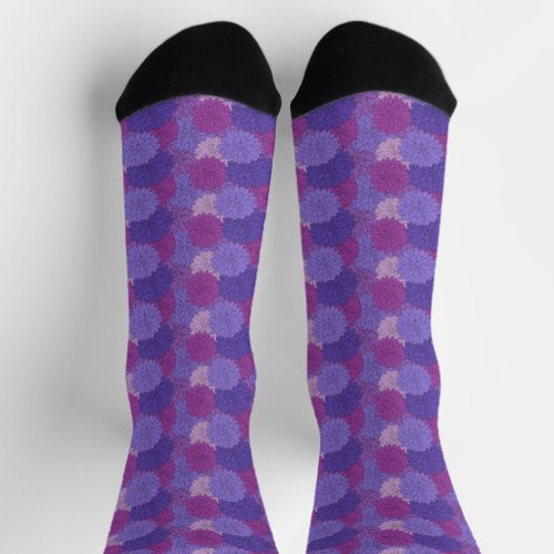 Hothouse Dahlias Purple Floral Print Socks