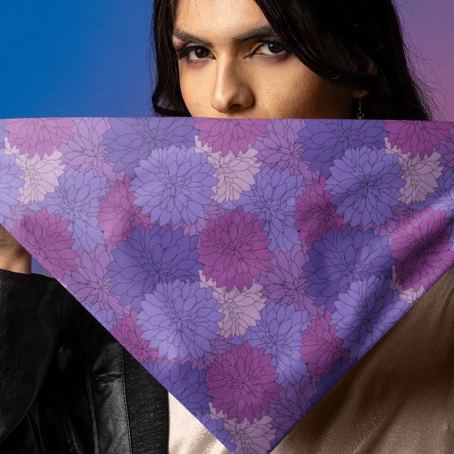Hothouse Dahlias Purple Floral Print Tie Bandana