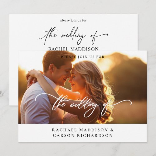 hoto & Calligraphy Horizontal Wedding Invitation