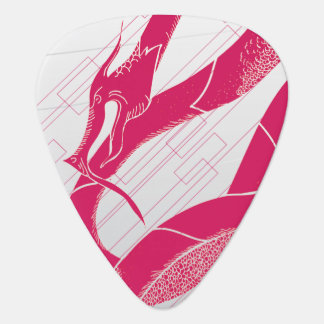 Hotpink Dragon Japanese Dragon White Background Guitar Pick