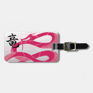 Hotpink Dragon Japanese Dragon White Background Luggage Tag