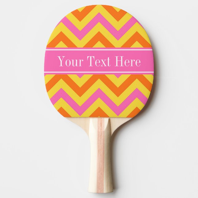 HotPink Pineapple Pumpkin LG Chevron Name Monogram Ping-Pong Paddle (Front)