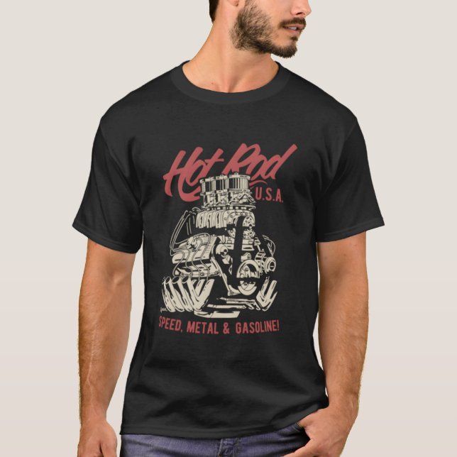 Hotrod Dragster Race Car Muscle Car Engine Coon T-Shirt (Front)