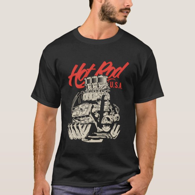 Hotrod Dragster Race Car Muscle Car Engine Coon T-Shirt (Front)