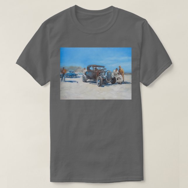 Hotrod fun on Bonneville Salt Flats T-Shirt (Design Front)