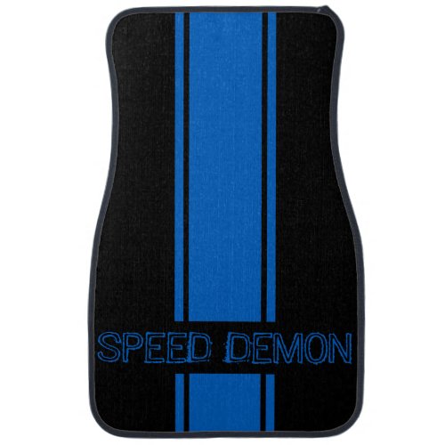 Hotrod Race Car Velocity Blue Racing Stripes Car Floor Mat