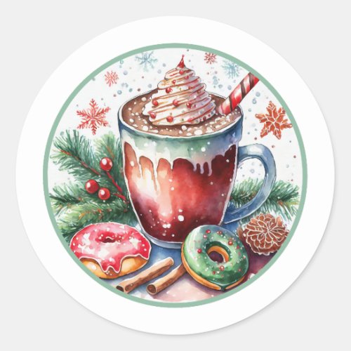 Hott Coco w Donuts Christmas Stickers