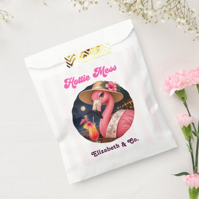 Hott Pink Flamingo Beach Disco Bachelorette Party Favor Bag (Sealed)