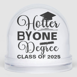 Hotter By One Degree Graduation black and white Snow Globe