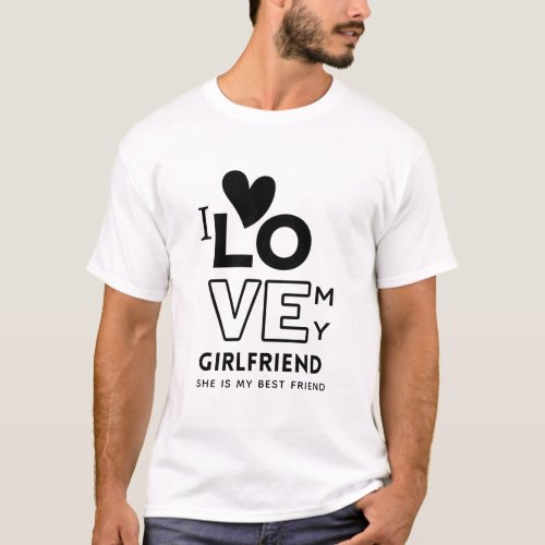 HOTTEST Girlfriend Alert I Love My GF Award TEXT T_Shirt