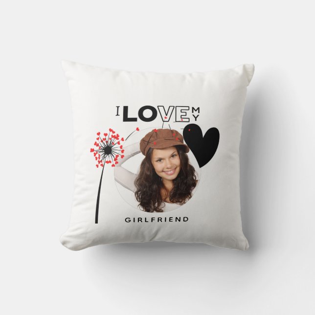 HOTTEST Girlfriend Alert! Photo I Love My GF Award Throw Pillow (Front)
