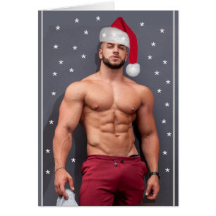 Hottest Hunks On The Planet Christmas Buff Santa  Cards