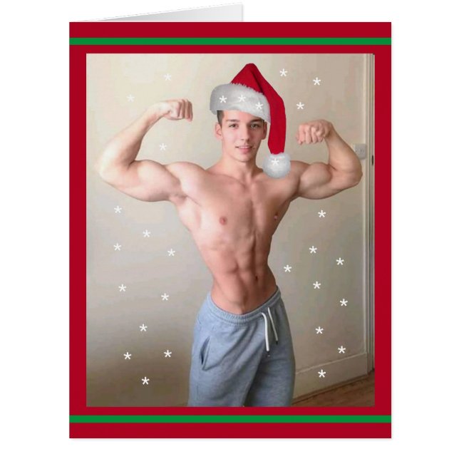 Hottest Hunks On The Planet! Christmas Buff Santa Cards (Front)