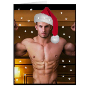 Hottest Hunks on the Planet! Christmas Buff Santa Cards