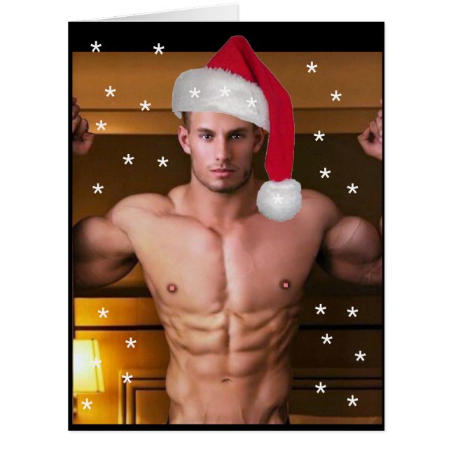 Hottest Hunks on the Planet! Christmas Buff Santa Cards (Front)