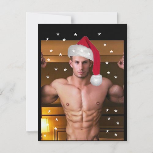 Hottest Hunks on the Planet Christmas Buff Santa Postcard