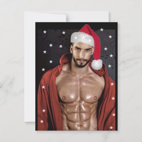 Hottest Hunks On The Planet Christmas Buff Santa  Postcard