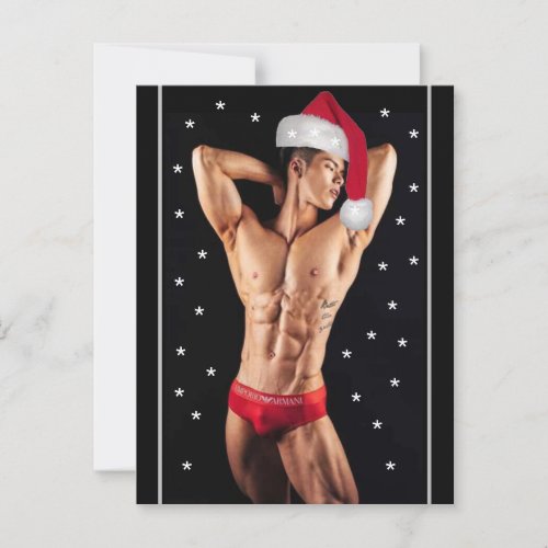 Hottest Hunks on the Planet Christmas Buff Santa  Postcard